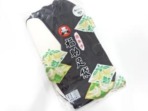 未使用品　福助　男物黒朱子足袋(25センチ・4枚コハゼ)